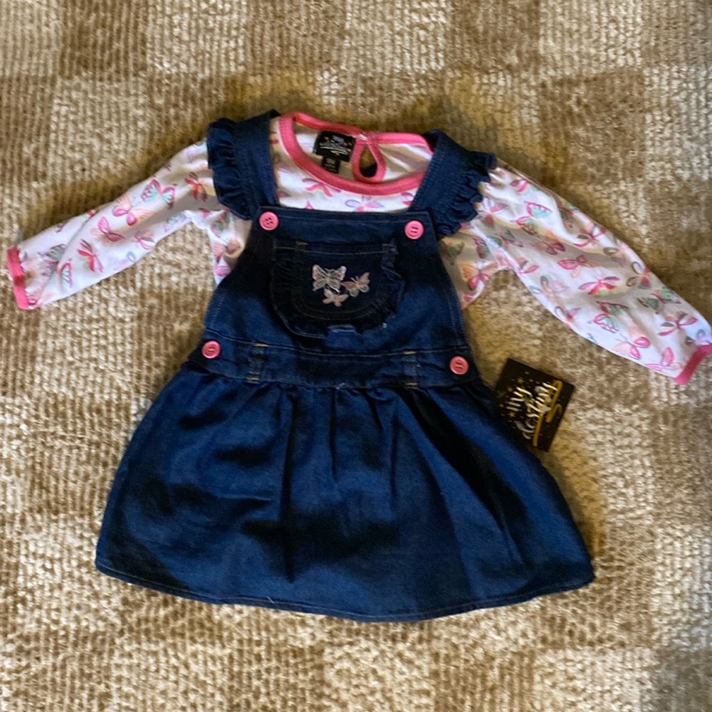 My Destiny Baby Girls' 2-Piece Denim Dress Set pink/rose, 18 months (infant)